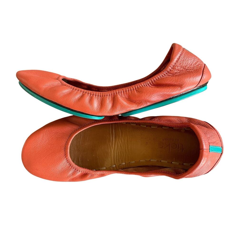 TIEKS by Gavrieli Women Size 8 Poppy Teal Leather Foldable Slip-On Ballet Flats